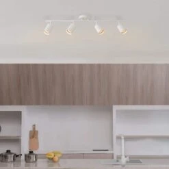 Globe Electric 2.5 Ft. 4-Light Matte White Fixed Track Lighting Kit -Lamp Parts matte white globe electric track lighting kits 91002800 31 1000