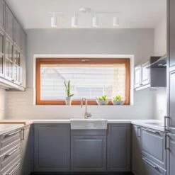 Globe Electric 2.5 Ft. 4-Light Matte White Fixed Track Lighting Kit -Lamp Parts matte white globe electric track lighting kits 91002800 c3 1000