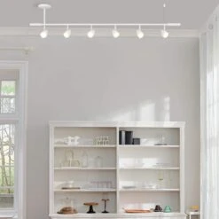 Globe Electric 4.7 Ft. Matte White Adjustable Height Hard Wired Indoor Track Lighting Kit With Step Head -Lamp Parts matte white globe electric track lighting kits 91005493 1f 1000