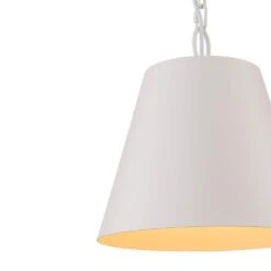 Plano 1-Light Modern Kitchen Island Cone Drum Pendant Light 11.4 In. Dia White Round Hanging Light With Metal Shade -Lamp Parts matte white huoku pendant lights pd1062321 44 1000