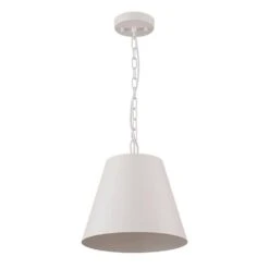 Plano 1-Light Modern Kitchen Island Cone Drum Pendant Light 11.4 In. Dia White Round Hanging Light With Metal Shade -Lamp Parts matte white huoku pendant lights pd1062321 a0 1000