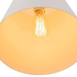 Plano 1-Light Modern Kitchen Island Cone Drum Pendant Light 11.4 In. Dia White Round Hanging Light With Metal Shade -Lamp Parts matte white huoku pendant lights pd1062321 c3 1000