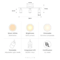 Shura 3-Light White Integrated LED Track Light With Rotatable Heads, 2 Ft. Fixed Track Lighting Kit, 3000k, 1470 Lumens 13 Shura 3-Light White Integrated LED Track Light With Rotatable Heads, 2 Ft. Fixed Track Lighting Kit, 3000k, 1470 Lumens -Lamp Parts matte white vidalite track lighting kits ce1007792 c3 1000