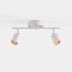 Shura 2-Light White Integrated LED Track Light With Rotatable Heads, 1 Ft. Fixed Track Lighting Kit, 3000k, 1470 Lumens -Lamp Parts matte white vidalite track lighting kits ce1008569 fa 1000