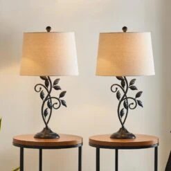 Chicago 26.75 In. Black Modern Dimmable Metal Bedroom Living Room Bedside Desk Table Lamps Set Of 2