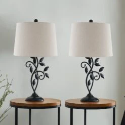 Chicago 26.75 In. Black Modern Dimmable Metal Bedroom Living Room Bedside Desk Table Lamps Set Of 2 17 Chicago 26.75 In. Black Modern Dimmable Metal Bedroom Living Room Bedside Desk Table Lamps Set Of 2 -Lamp Parts maxax lamp sets t04 oatmeal 76 1000