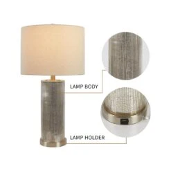 26.5 In. White Coastal Dimmable Glass Bedroom Living Room Bedside Desk Nightstand Table Lamps USB Port (Set Of 2) -Lamp Parts maxax lamp sets t06 oat 1f 1000