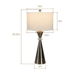 28 In. Nickel Modern Crystal Bedroom Living Room Bedside Desk Nightstand Table Lamps USB Port (Set Of 2) -Lamp Parts maxax lamp sets t07 ni 1f 1000