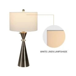 28 In. Nickel Modern Crystal Bedroom Living Room Bedside Desk Nightstand Table Lamps USB Port (Set Of 2) -Lamp Parts maxax lamp sets t07 ni 4f 1000