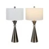 28 In. Nickel Modern Crystal Bedroom Living Room Bedside Desk Nightstand Table Lamps USB Port (Set Of 2) -Lamp Parts maxax lamp sets t07 ni 64 1000