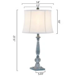 27.5 In. Green Vintage Dimmable Resin Bedroom Living Room Bedside Desk Nightstand Table Lamps (Set Of 2) -Lamp Parts maxax lamp sets t09 gn 1d 1000
