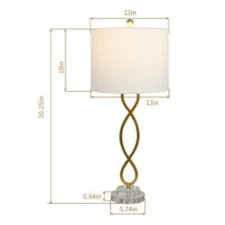 30.5 In. Gold Modern Buffet Dimmable Crystal Bedroom Living Room Bedside Desk Nightstand Tall Table Lamps (Set Of 2) -Lamp Parts maxax lamp sets t10 gd 40 1000