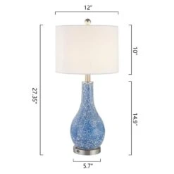 Denver 25.25 In. Blue Coastal Glass Bedroom Living Room Bedside Desk Nightstand Table Lamps USB Port Set Of 2 -Lamp Parts maxax lamp sets t104 bu c3 1000