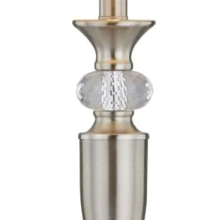 27 In. Nickel Modern Dimmable Crystal Bedroom Living Room Bedside Desk Nightstand Table Lamps USB Port (Set Of 2) -Lamp Parts maxax lamp sets t109 wh 44 1000