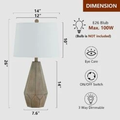 Van Horne 26 In. Brown Modern Dimmable Plastic Bedroom Living Room Bedside Desk Nightstand Table Lamps Set Of 2 -Lamp Parts maxax lamp sets t116 wd 44 1000
