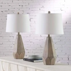Van Horne 26 In. Brown Modern Dimmable Plastic Bedroom Living Room Bedside Desk Nightstand Table Lamps Set Of 2 -Lamp Parts maxax lamp sets t116 wd 4f 1000