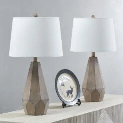 Van Horne 26 In. Brown Modern Dimmable Plastic Bedroom Living Room Bedside Desk Nightstand Table Lamps Set Of 2