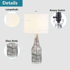 Denver 28.5 In. Gray Modern Dimmable Glass Bedroom Living Room Bedside Desk Nightstand Table Lamps Set Of 2 12 Denver 28.5 In. Gray Modern Dimmable Glass Bedroom Living Room Bedside Desk Nightstand Table Lamps Set Of 2 -Lamp Parts maxax lamp sets t120 gy 1f 1000