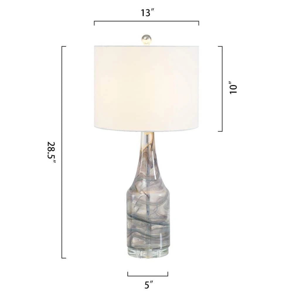 Denver 28.5 In. Gray Modern Dimmable Glass Bedroom Living Room Bedside Desk Nightstand Table Lamps Set Of 2 5 Denver 28.5 In. Gray Modern Dimmable Glass Bedroom Living Room Bedside Desk Nightstand Table Lamps Set Of 2 - Image 3