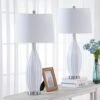 31 In. White Modern Ceramic Bedroom Living Room Bedside Desk Nightstand Tall Table Lamps (Set Of 2) -Lamp Parts maxax lamp sets t129 wh 64 1000