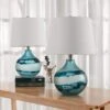 22 In. White Coastal Dimmable Glass Bedroom Living Room Bedside Desk Nightstand Table Lamps (Set Of 2) -Lamp Parts maxax lamp sets t15 bu 64 1000