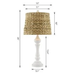 Heideman 26 In. White Modern Resin Bedroom Living Room Bedside Desk Nightstand Table Lamps Set Of 2 -Lamp Parts maxax lamp sets t150 wh 40 1000