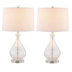Denver 22.75 In. Clear Coastal Glass Bedroom Living Room Bedside Desk Nightstand Table Lamps Set Of 2 -Lamp Parts maxax lamp sets t26 cl 31 1000