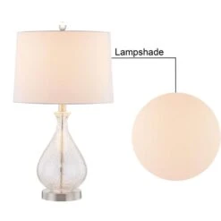 Denver 22.75 In. Clear Coastal Glass Bedroom Living Room Bedside Desk Nightstand Table Lamps Set Of 2 -Lamp Parts maxax lamp sets t26 cl 76 1000