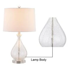 Denver 22.75 In. Clear Coastal Glass Bedroom Living Room Bedside Desk Nightstand Table Lamps Set Of 2 -Lamp Parts maxax lamp sets t26 cl fa 1000