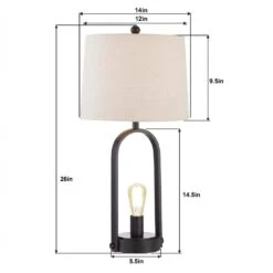 Chicago 27.75 In. Black Mid-Century Dimmable Metal Bedroom Living Room Bedside Desk Table Lamps Set Of 2 -Lamp Parts maxax lamp sets t29 bk c3 1000