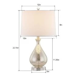 Denver 22.75 In. Nickel Coastal Glass Bedroom Living Room Bedside Desk Nightstand Table Lamps Set Of 2 -Lamp Parts maxax lamp sets t40 mcy 1f 1000