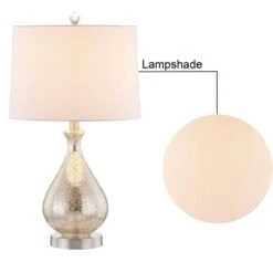 Denver 22.75 In. Nickel Coastal Glass Bedroom Living Room Bedside Desk Nightstand Table Lamps Set Of 2 -Lamp Parts maxax lamp sets t40 mcy 4f 1000