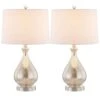 Denver 22.75 In. Nickel Coastal Glass Bedroom Living Room Bedside Desk Nightstand Table Lamps Set Of 2 -Lamp Parts maxax lamp sets t40 mcy 64 1000