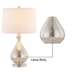 Denver 22.75 In. Nickel Coastal Glass Bedroom Living Room Bedside Desk Nightstand Table Lamps Set Of 2 -Lamp Parts maxax lamp sets t40 mcy c3 1000