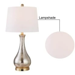 Denver 26 In. Gold Coastal Dimmable Glass Bedroom Living Room Bedside Desk Nightstand Table Lamps USB Port Set Of 2 -Lamp Parts maxax lamp sets t41 gd 44 1000