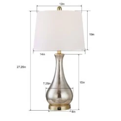 Denver 26 In. Gold Coastal Dimmable Glass Bedroom Living Room Bedside Desk Nightstand Table Lamps USB Port Set Of 2 -Lamp Parts maxax lamp sets t41 gd c3 1000