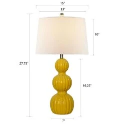 Columbia 27.75 In. Yellow Coastal Dimmable Ceramic Bedroom Living Room Bedside Desk Nightstand Table Lamps Set Of 2 -Lamp Parts maxax lamp sets t45 ly 44 1000