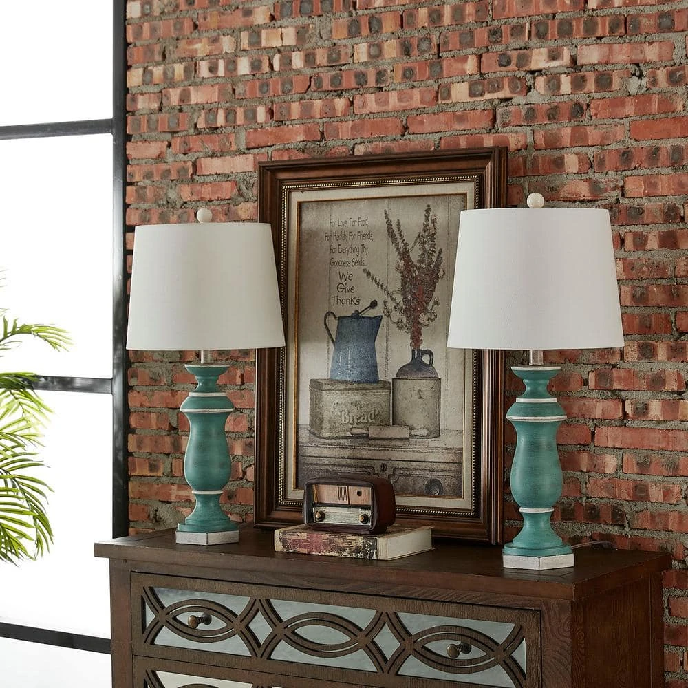 Dallas 27 In. Green Coastal Dimmable Resin Bedroom Living Room Bedside Desk Nightstand Table Lamps Set Of 2 8 Dallas 27 In. Green Coastal Dimmable Resin Bedroom Living Room Bedside Desk Nightstand Table Lamps Set Of 2 - Image 6