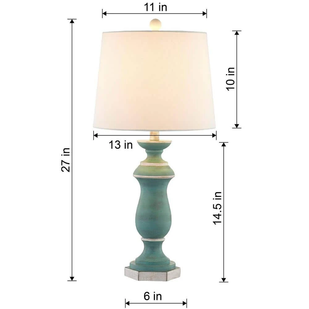Dallas 27 In. Green Coastal Dimmable Resin Bedroom Living Room Bedside Desk Nightstand Table Lamps Set Of 2 5 Dallas 27 In. Green Coastal Dimmable Resin Bedroom Living Room Bedside Desk Nightstand Table Lamps Set Of 2 - Image 3
