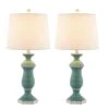 Dallas 27 In. Green Coastal Dimmable Resin Bedroom Living Room Bedside Desk Nightstand Table Lamps Set Of 2 -Lamp Parts maxax lamp sets t47 bu 64 1000