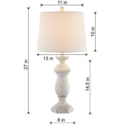 Dallas 27 In. White Coastal Dimmable Resin Bedroom Living Room Bedside Desk Nightstand Table Lamps Set Of 2 -Lamp Parts maxax lamp sets t47 wh 40 1000