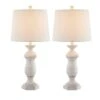 Dallas 27 In. White Coastal Dimmable Resin Bedroom Living Room Bedside Desk Nightstand Table Lamps Set Of 2
