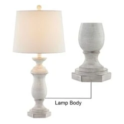 Dallas 27 In. White Coastal Dimmable Resin Bedroom Living Room Bedside Desk Nightstand Table Lamps Set Of 2 -Lamp Parts maxax lamp sets t47 wh 76 1000