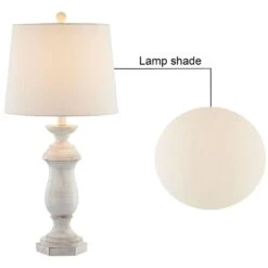 Dallas 27 In. White Coastal Dimmable Resin Bedroom Living Room Bedside Desk Nightstand Table Lamps Set Of 2 -Lamp Parts maxax lamp sets t47 wh fa 1000