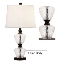 25.5 In. Black Modern Dimmable Glass Bedroom Living Room Bedside Desk Nightstand Table Lamps (Set Of 2) -Lamp Parts maxax lamp sets t51 bk 1f 1000