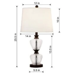 25.5 In. Black Modern Dimmable Glass Bedroom Living Room Bedside Desk Nightstand Table Lamps (Set Of 2) -Lamp Parts maxax lamp sets t51 bk 4f 1000