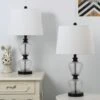 25.5 In. Black Modern Dimmable Glass Bedroom Living Room Bedside Desk Nightstand Table Lamps (Set Of 2) -Lamp Parts maxax lamp sets t51 bk 64 1000