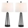 Detroit 27 In. Black Modern Dimmable Metal Bedroom Living Room Bedside Desk Table Lamps Set Of 2 -Lamp Parts maxax lamp sets t53 bk 64 1000