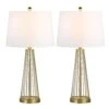 Detroit 27 In. Brass Mid-Century Dimmable Metal Bedroom Living Room Bedside Desk Nightstand Table Lamps Set Of 2 -Lamp Parts maxax lamp sets t53 gd 64 1000