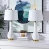 Sacramento 28.5 In. Blue Coastal Dimmable Ceramic Bedroom Living Room Bedside Desk Tall Table Lamps USB Port Set Of 2